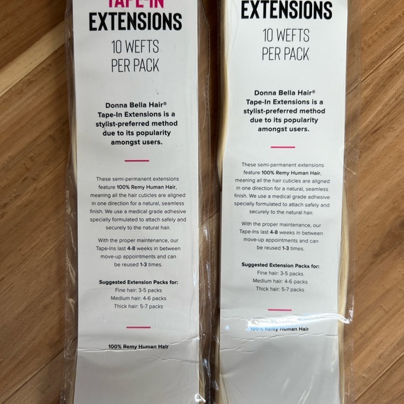 2 packs 22" Donna Bella Hair Tape-In Extensions in White Ash Blonde - Picture 3 of 4